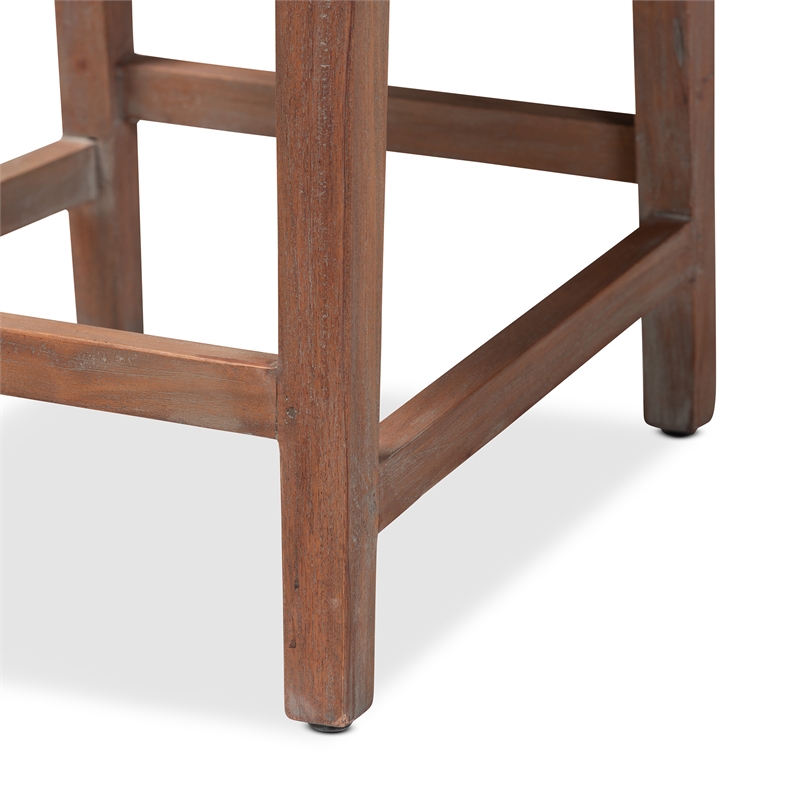 Baxton Studio Heyna Transitional Gray Woven Rope Mahogany Counter Stool