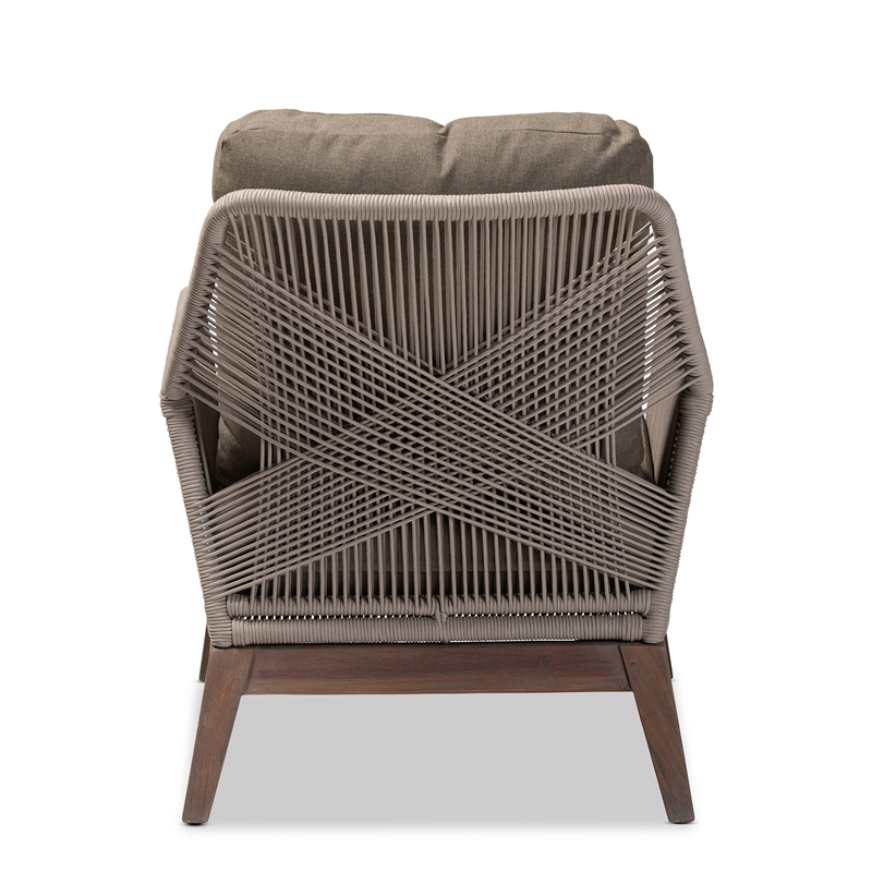 Baxton Studio Jennifer Gray Woven Rope Mahogany Accent Chair