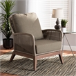 Baxton Studio Jennifer Gray Woven Rope Mahogany Accent Chair