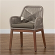 Baxton Studio Jennifer Gray Woven Rope Mahogany Dining Arm Chair