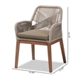 Baxton Studio Jennifer Gray Woven Rope Mahogany Dining Arm Chair