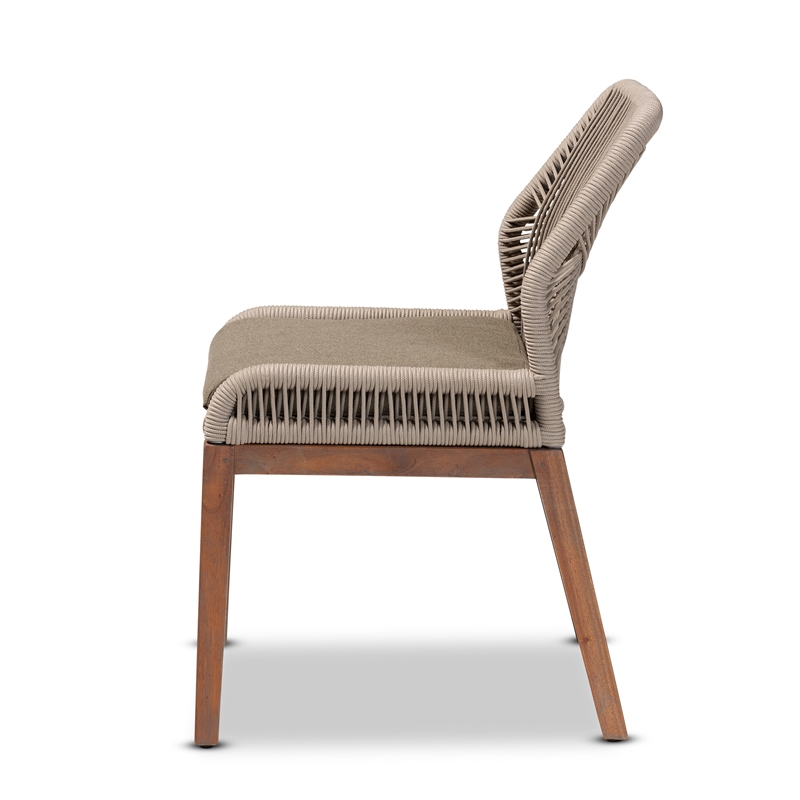 Baxton Studio Jennifer Gray Woven Rope Mahogany Dining Side Chair