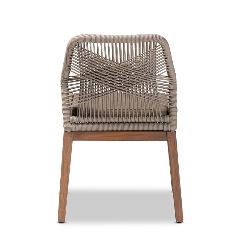 Baxton Studio Jennifer Gray Woven Rope Mahogany Dining Side Chair