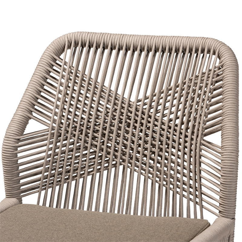 Baxton Studio Jennifer Gray Woven Rope Mahogany Dining Side Chair