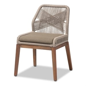 Baxton Studio Jennifer Gray Woven Rope Mahogany Dining Side Chair