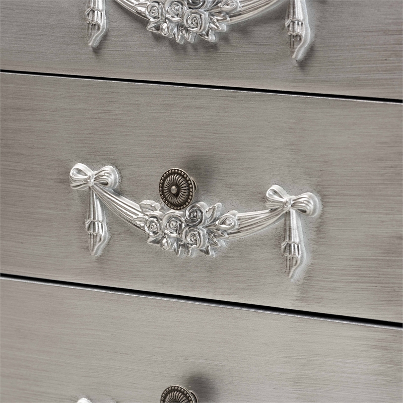 Baxton Studio Eliya Brushed Silver Finished Wood 3-Drawer Storage Cabinet