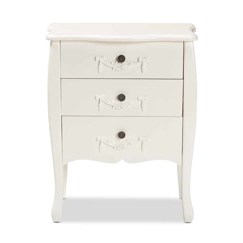 Baxton Studio Eliya White Finished Wood 3-Drawer Storage Cabinet