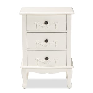 Baxton Studio Callen White Finished Wood 3-Drawer End Table