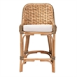 Baxton Studio Kyle Natural Brown Woven Rattan Counter Stool with Cushion