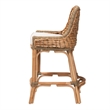 Baxton Studio Kyle Natural Brown Woven Rattan Counter Stool with Cushion