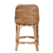 Baxton Studio Kyle Natural Brown Woven Rattan Counter Stool with Cushion