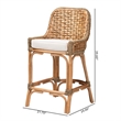 Baxton Studio Kyle Natural Brown Woven Rattan Counter Stool with Cushion