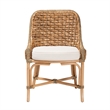 Baxton Studio Kyle Natural Brown Woven Rattan Dining Side Chair With Cushion
