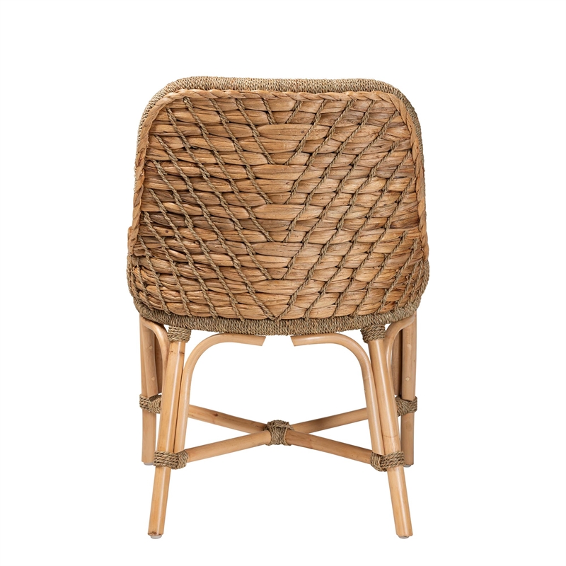 Baxton Studio Kyle Natural Brown Woven Rattan Dining Side Chair With Cushion