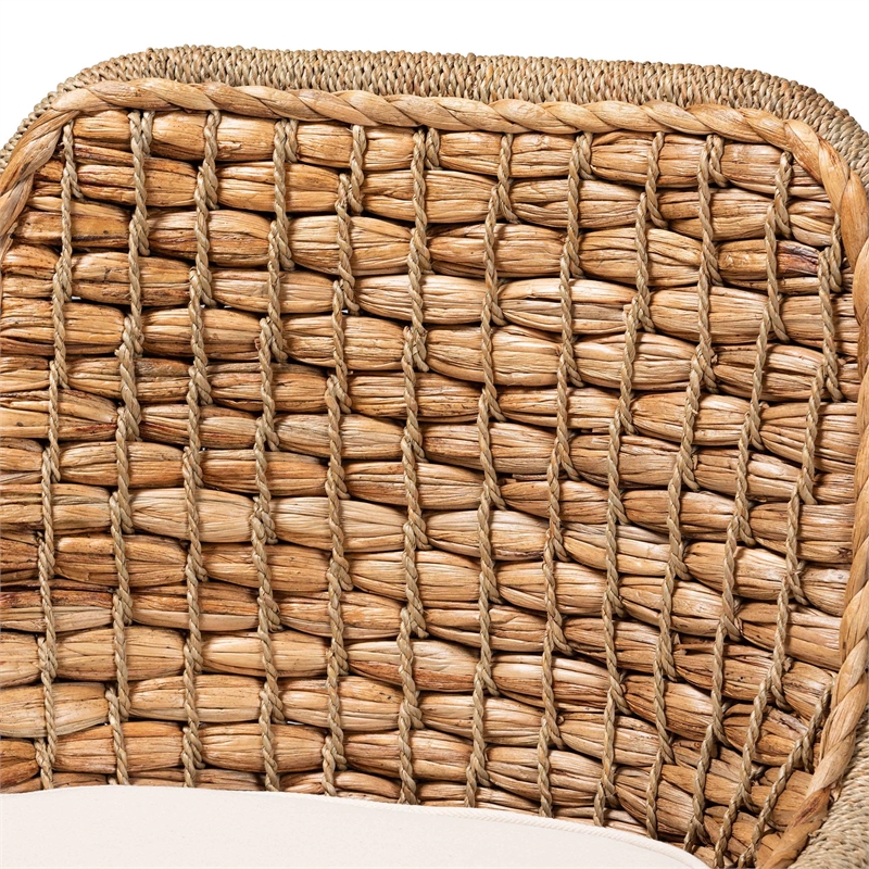 Baxton Studio Kyle Natural Brown Woven Rattan Dining Side Chair With Cushion
