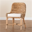 Baxton Studio Kyle Natural Brown Woven Rattan Dining Side Chair With Cushion