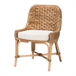 Baxton Studio Kyle Natural Brown Woven Rattan Dining Side Chair With Cushion