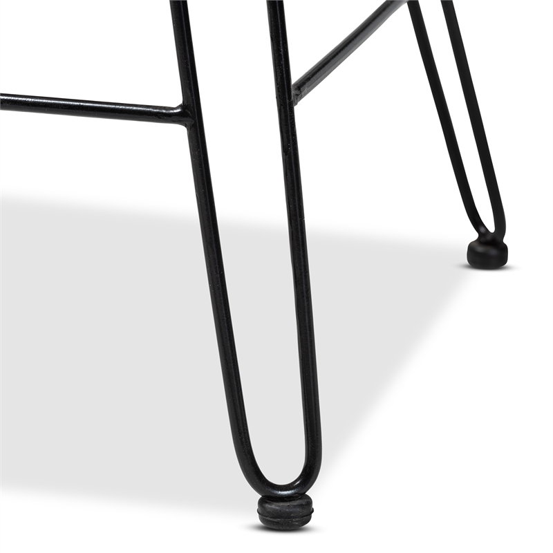 Baxton Studio Garan Natural Brown Rattan and Black Metal Counter Stool