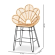 Baxton Studio Garan Natural Brown Rattan and Black Metal Counter Stool