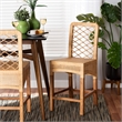 Baxton Studio Moscow Brown Rattan and Walnut Brown Finished Wood Counter Stool