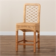 Baxton Studio Moscow Brown Rattan and Walnut Brown Finished Wood Counter Stool
