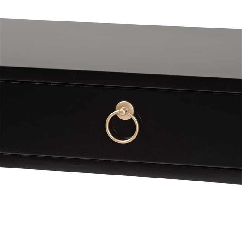 Baxton Studio Beagan Black Finished Wood and Gold Metal 2-Drawer Console Table