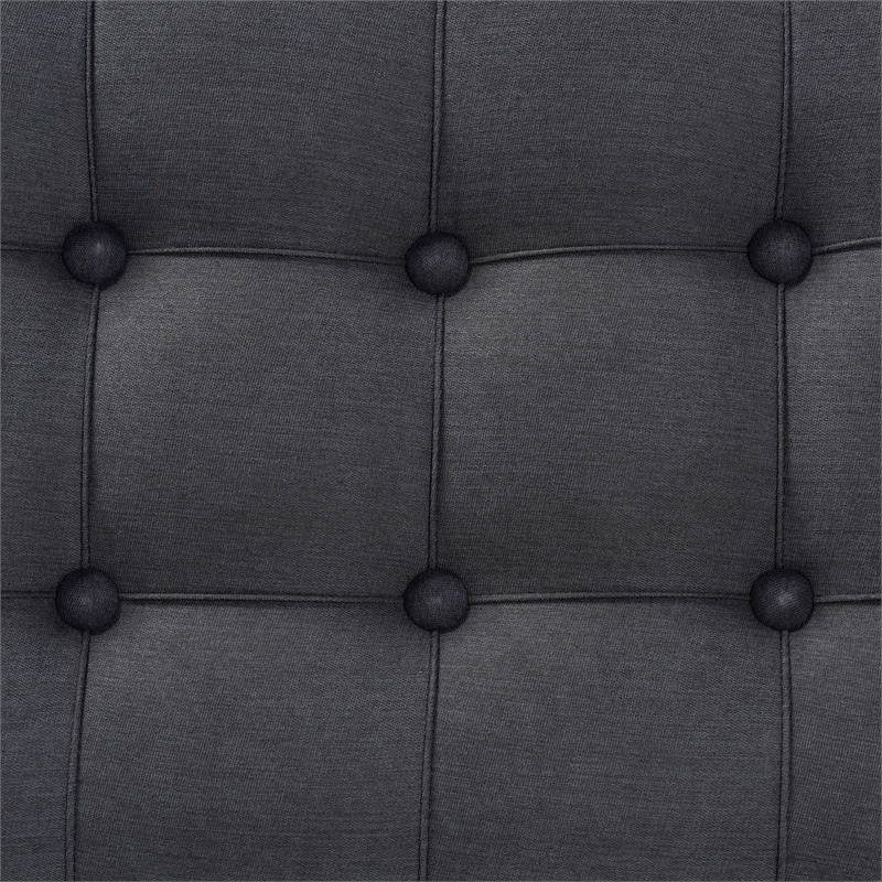 Baxton Studio Hedia Gray Fabric Upholstered and Silver Wood Ottoman