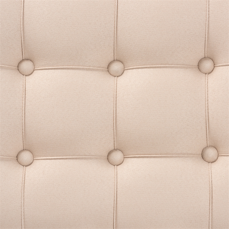 Baxton Studio Hedia Beige Fabric Upholstered and Silver Finished Wood Ottoman