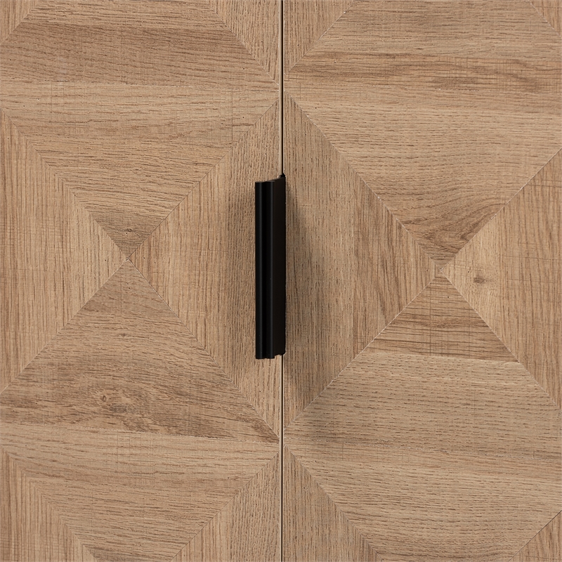 Baxton Studio Darien Brown Finished Wood and Black Metal 2-Door Storage Cabinet