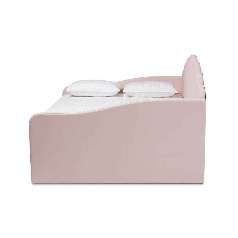 Baxton Studio Timila Light Pink Velvet Fabric Upholstered Full Size Daybed