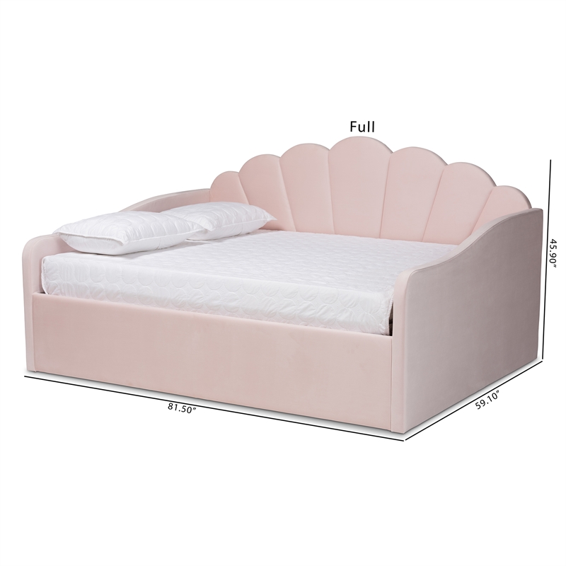 Baxton Studio Timila Light Pink Velvet Fabric Upholstered Full Size Daybed