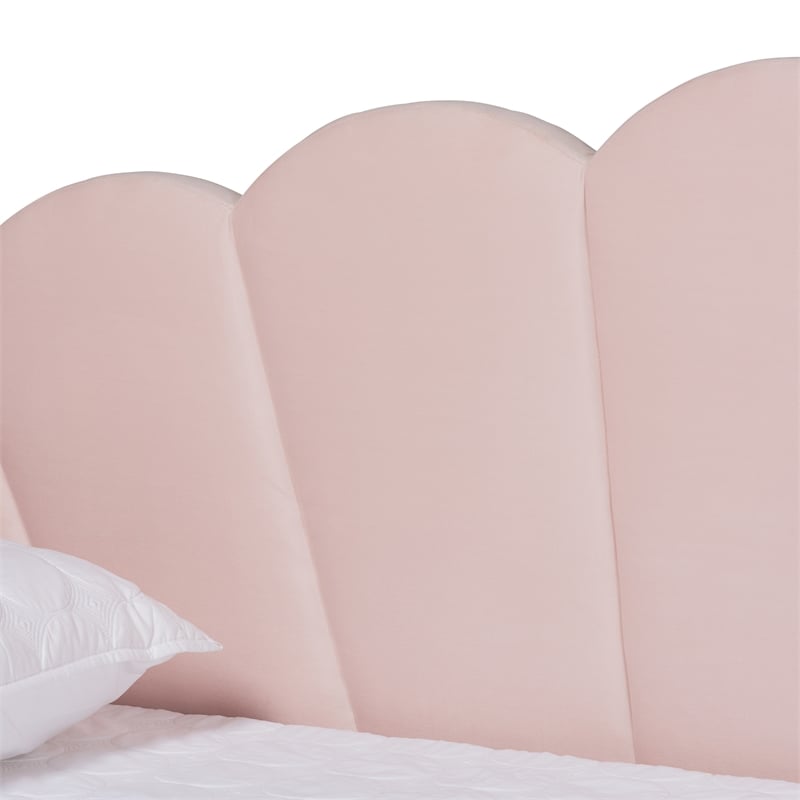 Baxton Studio Timila Light Pink Velvet Fabric Upholstered Queen Size Daybed