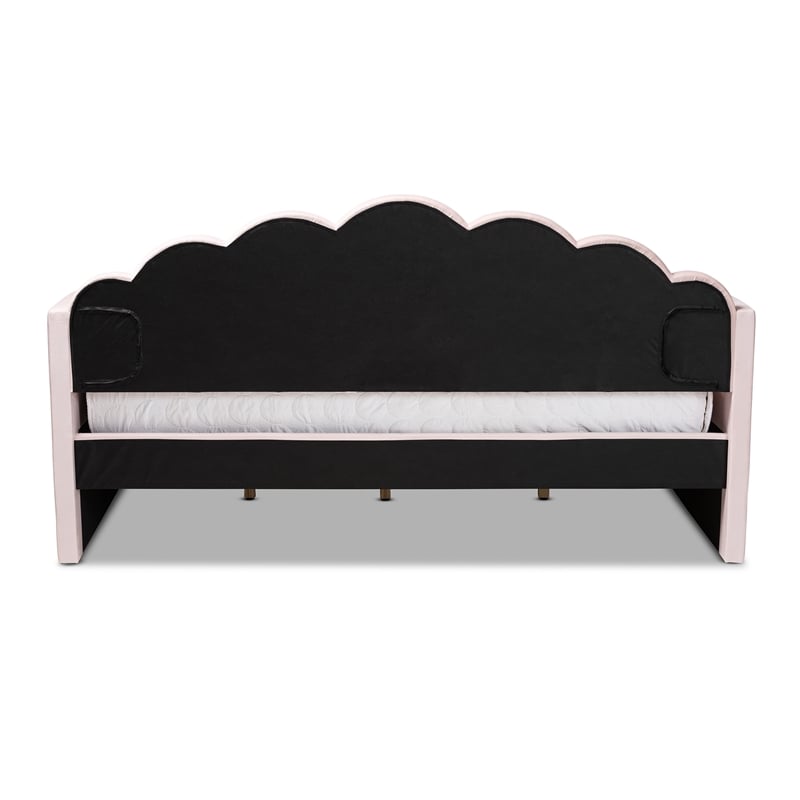 Baxton Studio Timila Light Pink Velvet Fabric Upholstered Queen Size Daybed