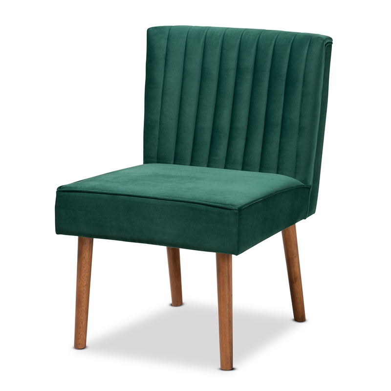 Baxton Studio Alvis Green Velvet and Brown Wood 4-Piece Dining Nook Set
