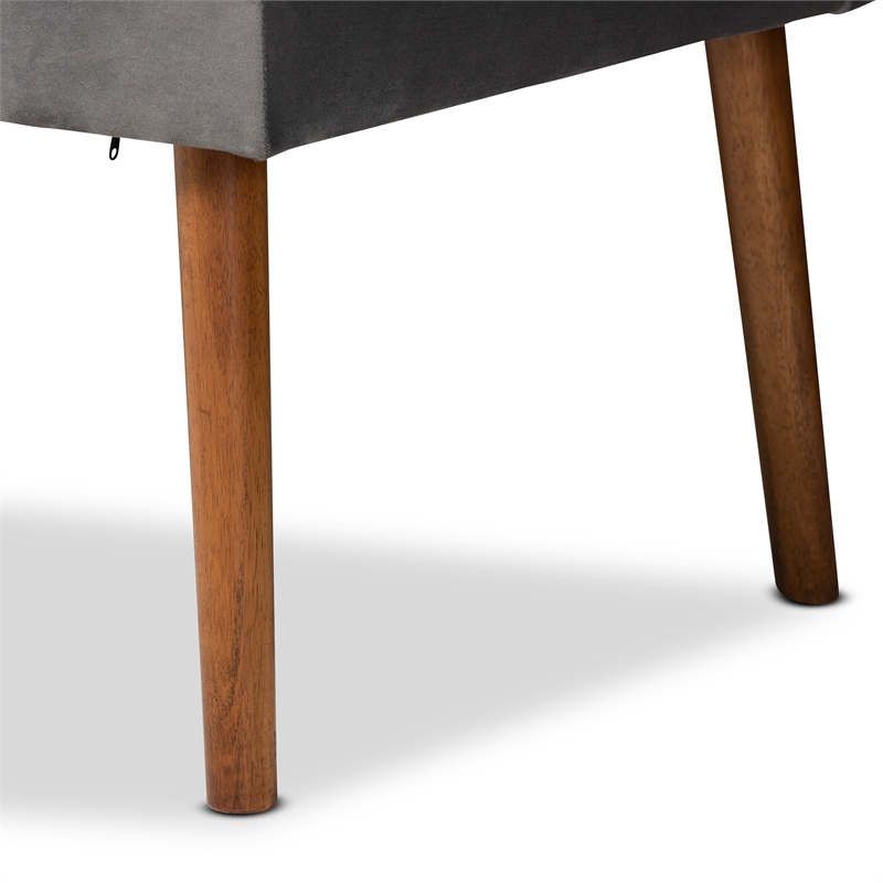 Baxton Studio Alvis Gray Velvet and Brown Wood 3-Piece Dining Nook Set