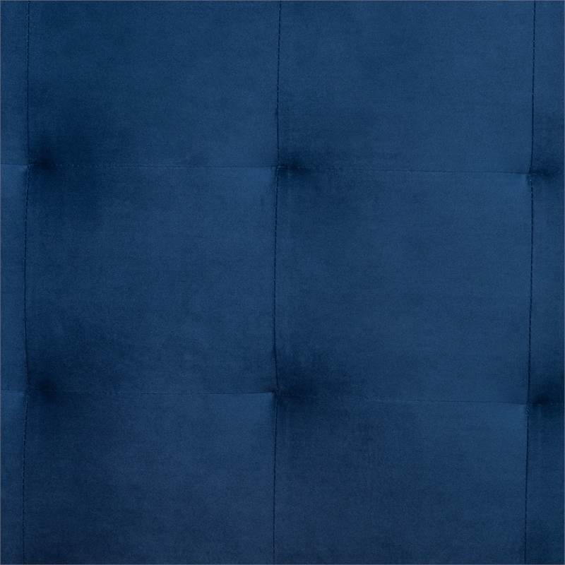 Baxton Studio Gothard Blue Velvet and Dark Brown Wood King Size Platform Bed