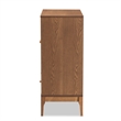 Baxton Studio Ramiel Ash Walnut Finished Wood and Rattan 1-Drawer Sideboard