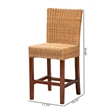 Baxton Studio Racquel Bohemian Natural Rattan and Mahogany Wood Counter Stool