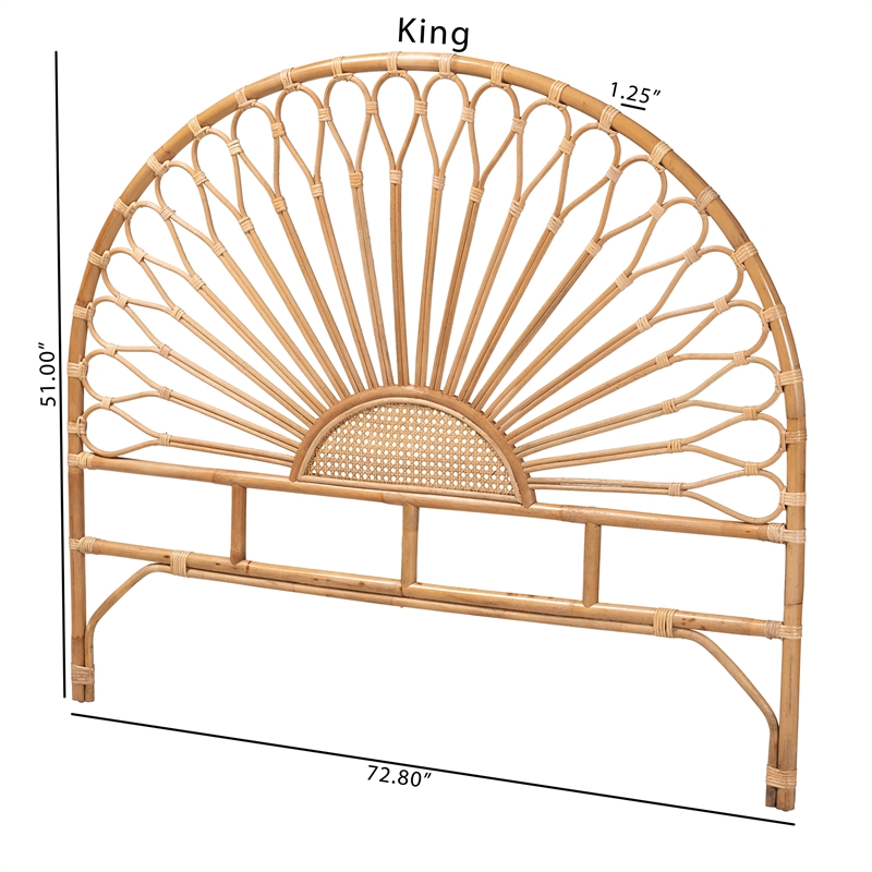 Baxton Studio Perenna Bohemian Natural Rattan King Size Standalone Headboard