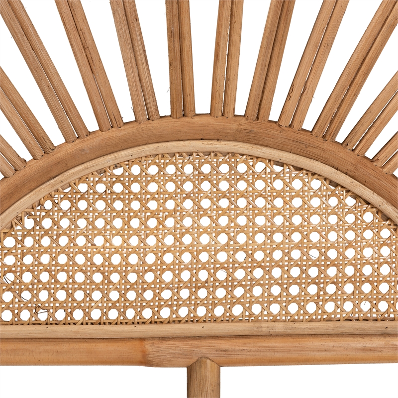 Baxton Studio Perenna Bohemian Natural Rattan Queen Size Standalone Headboard