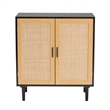 Baxton Studio Maureen Espresso Brown Wood and Rattan 2-Door Storage Cabinet