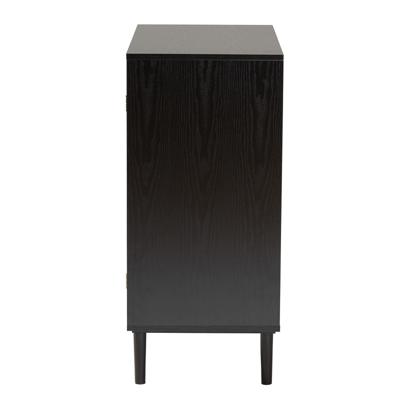 Baxton Studio Maureen Espresso Brown Wood and Rattan 2-Door Storage Cabinet