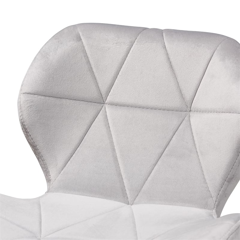 Baxton Studio Savara Grey Velvet Fabric and Gold Metal Swivel Office Chair