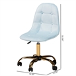 Baxton Studio Kabira Aqua Velvet Fabric and Gold Metal Swivel Office chair