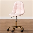 Baxton Studio Kabira Pink Velvet Fabric and Gold Metal Swivel Office chair