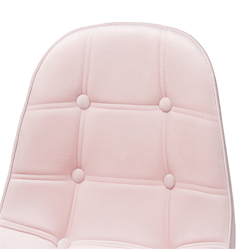 Baxton Studio Kabira Pink Velvet Fabric and Gold Metal Swivel Office chair