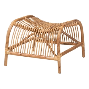 Baxton Studio Lamaria Modern Bohmenian Natural Brown Antique Rattan Footstool
