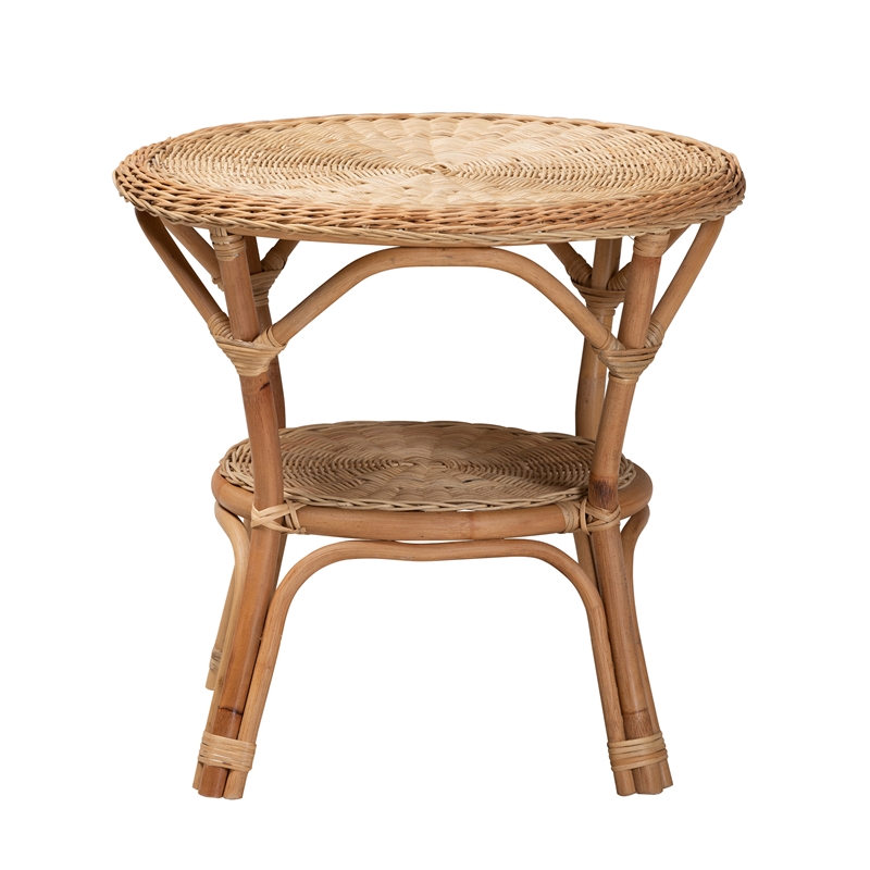 Baxton Studio Abbey Modern Bohemian Natural Brown Antique Rattan Coffee Table