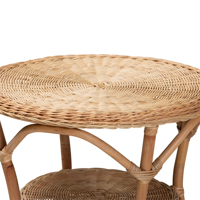 Baxton Studio Abbey Modern Bohemian Natural Brown Antique Rattan Coffee Table