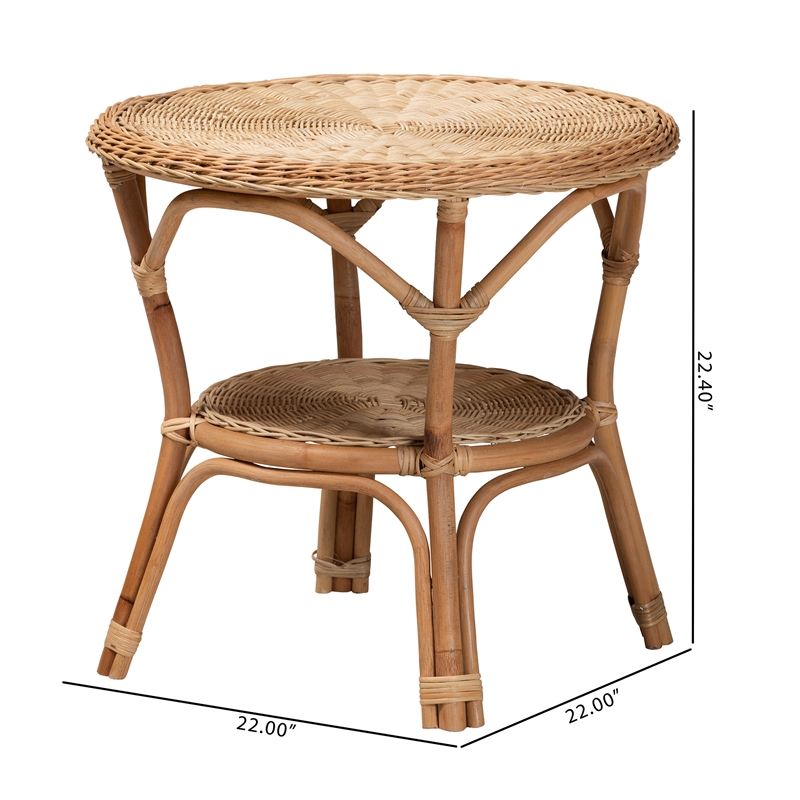 Baxton Studio Abbey Modern Bohemian Natural Brown Antique Rattan Coffee Table